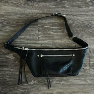 Rag and Bone black and silver hardware adjustable belt bag front and top zipper